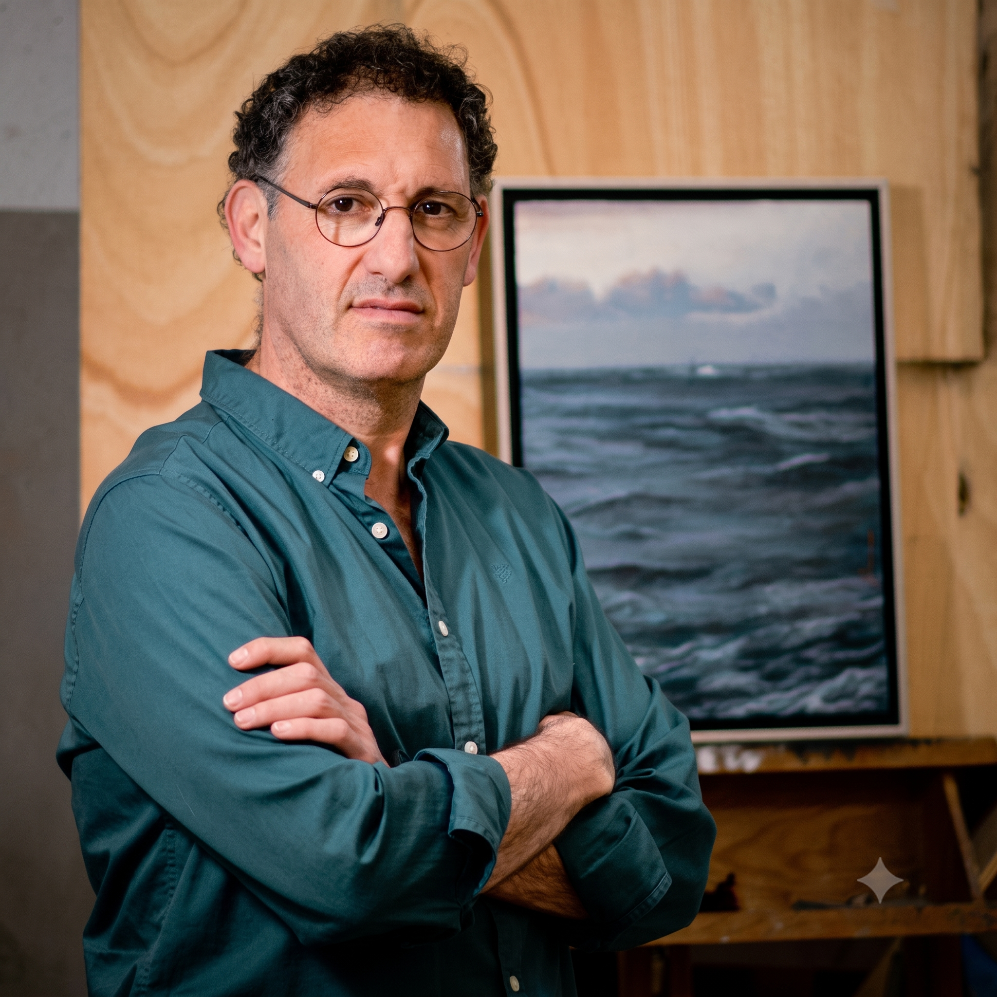 Retrato del artista Julián Gades en su estudio